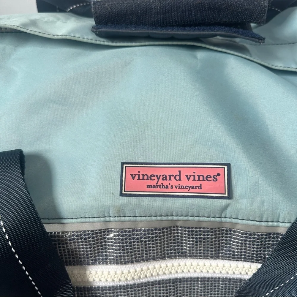 Vineyard Vines Blue Teal heavy duty nylon boat large travel weekender Duffel Bag